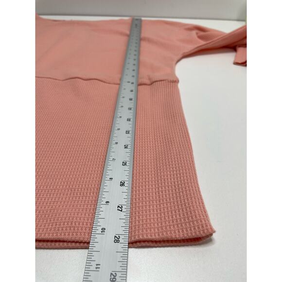 NWT SIMPLE by Suzanne Betro Back Slit Bottom Band Tunic Top Peach Salmon Women L - Picture 7 of 9